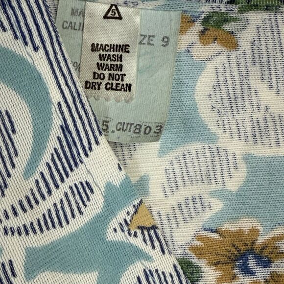 Vintage Made in California Floral Maxi Dress 70s Size 9 Lace Crochet Sleeve - Picture 11 of 16